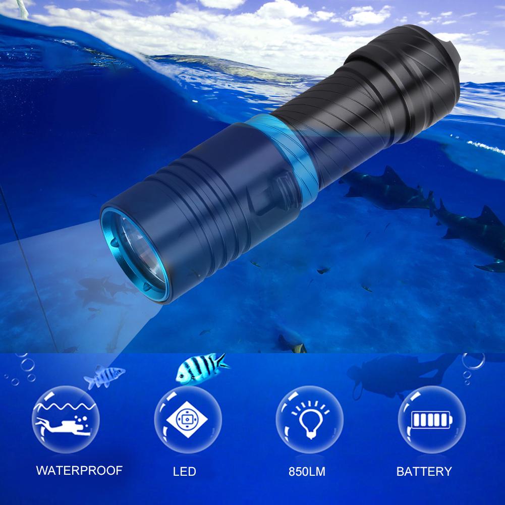 50m Outdoor Underwater Portable LED Torch Aluminium Alloy Waterproof Flahlight Lamp