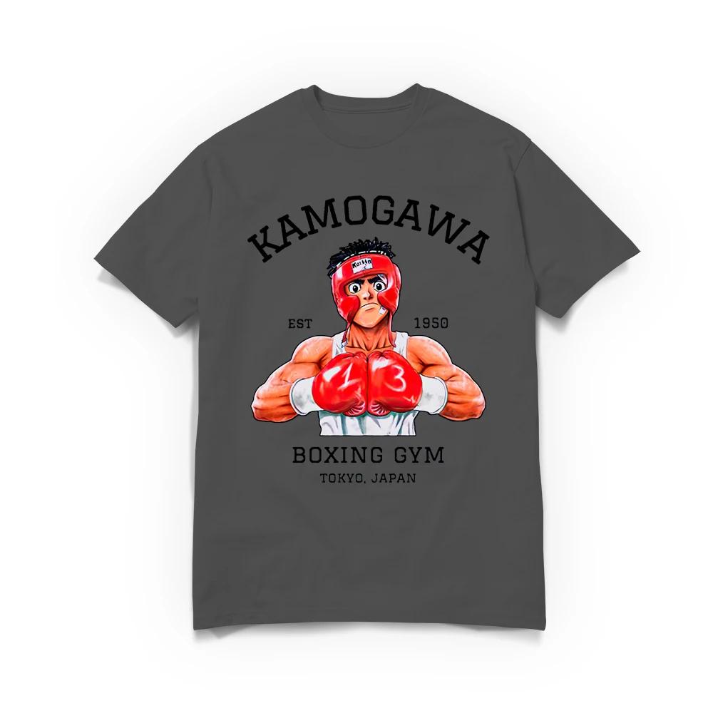 Men T-Shirt Anime Hajime No Ippo Kamogawa Boxing Gym Cotton Oversized Summer Loose Tops Tees Fashion Round Neck Short Sleeve