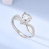 Copper Heart Zircon Sparkling Cubic Zirconia Open Adjustable Ring For Women Promise Anniversary Jewelry Gift