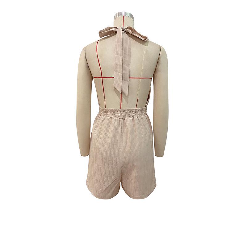 2026 Summer Elegant Cross Strap Halter Neck Backless Jumpsuit for Women