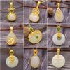 S925 Sterling Silver and Gold 3D Fu Dai Cow Buddha Hetian Jade Pendant