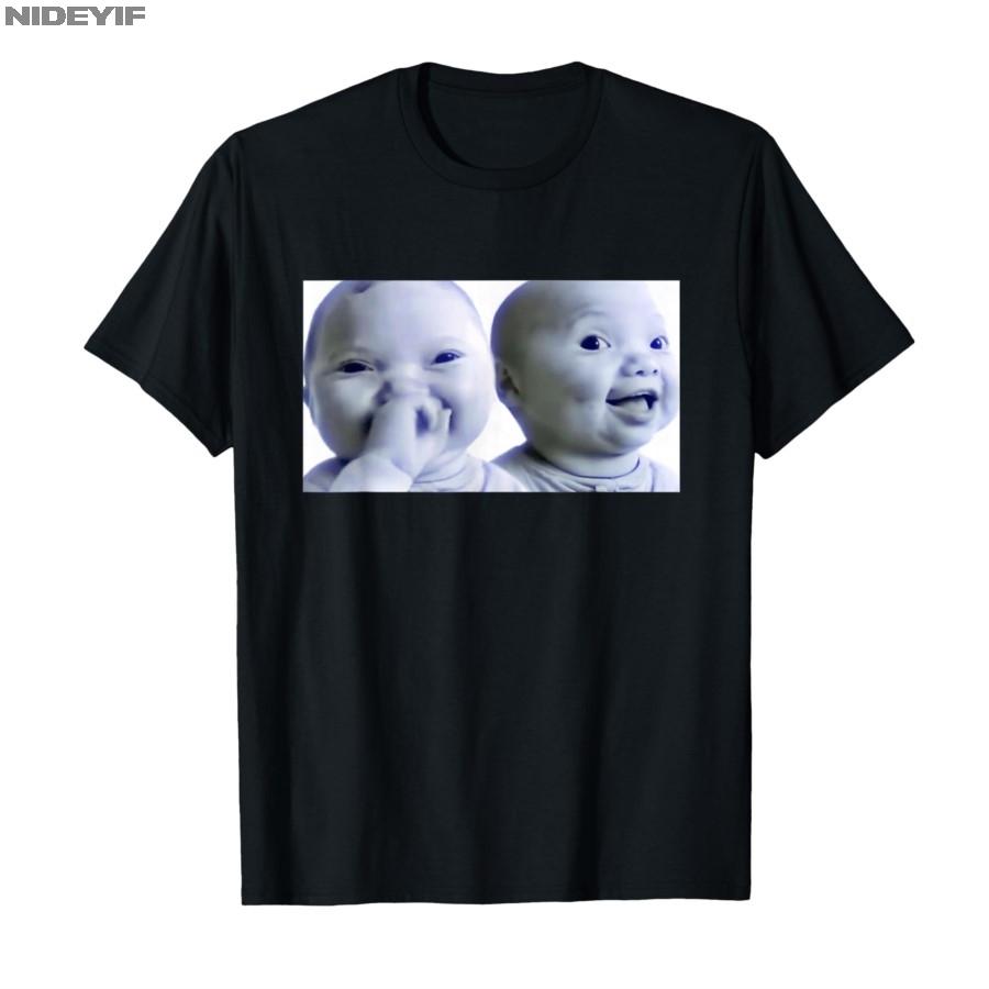 Funny AI Baby Holding Laugh Meme Viral Trend T-shirt For Men Women 100% Cotton T Shirts Short Sleeve Tops 1121-2