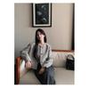 2025 Spring/Autumn French Style Retro Striped Jacket, Round Neck, Single-Breasted, Loose Fit.