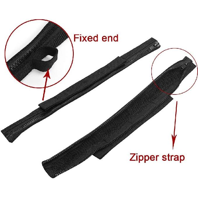 VOFONO 2 Pcs Updated Heavy Duty Strong Adjustable Door Limiting Check Strap with Zipper Fit for 2000 To 2018 Jeep Wrangler Tj Jk Jl Black