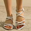 Flat-soled Sandals Women's New Open-toed Cross-strap Thin Beach Roman Shoes Soft Sole