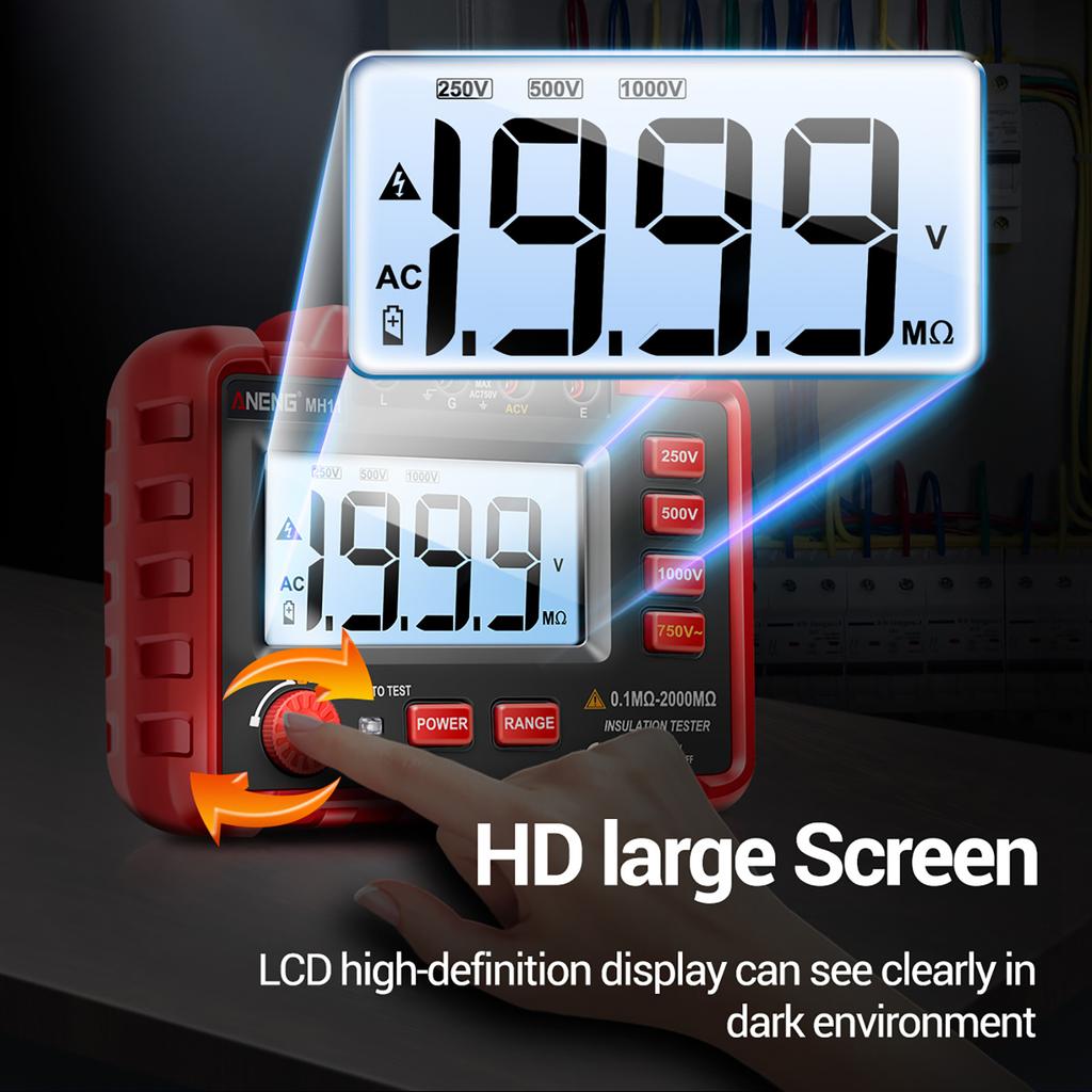 Aneng 250v/500v/1000v Digital Insulation Resistance Tester Backlight Display Megohm Meter (without Battery)