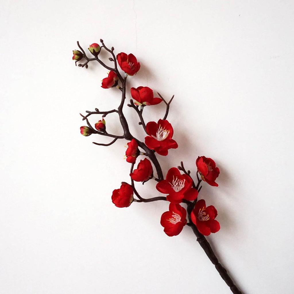 Artificial Peach & Plum Blossom Tree Ornaments – Chinese New Year Decorative Flower Arrangement