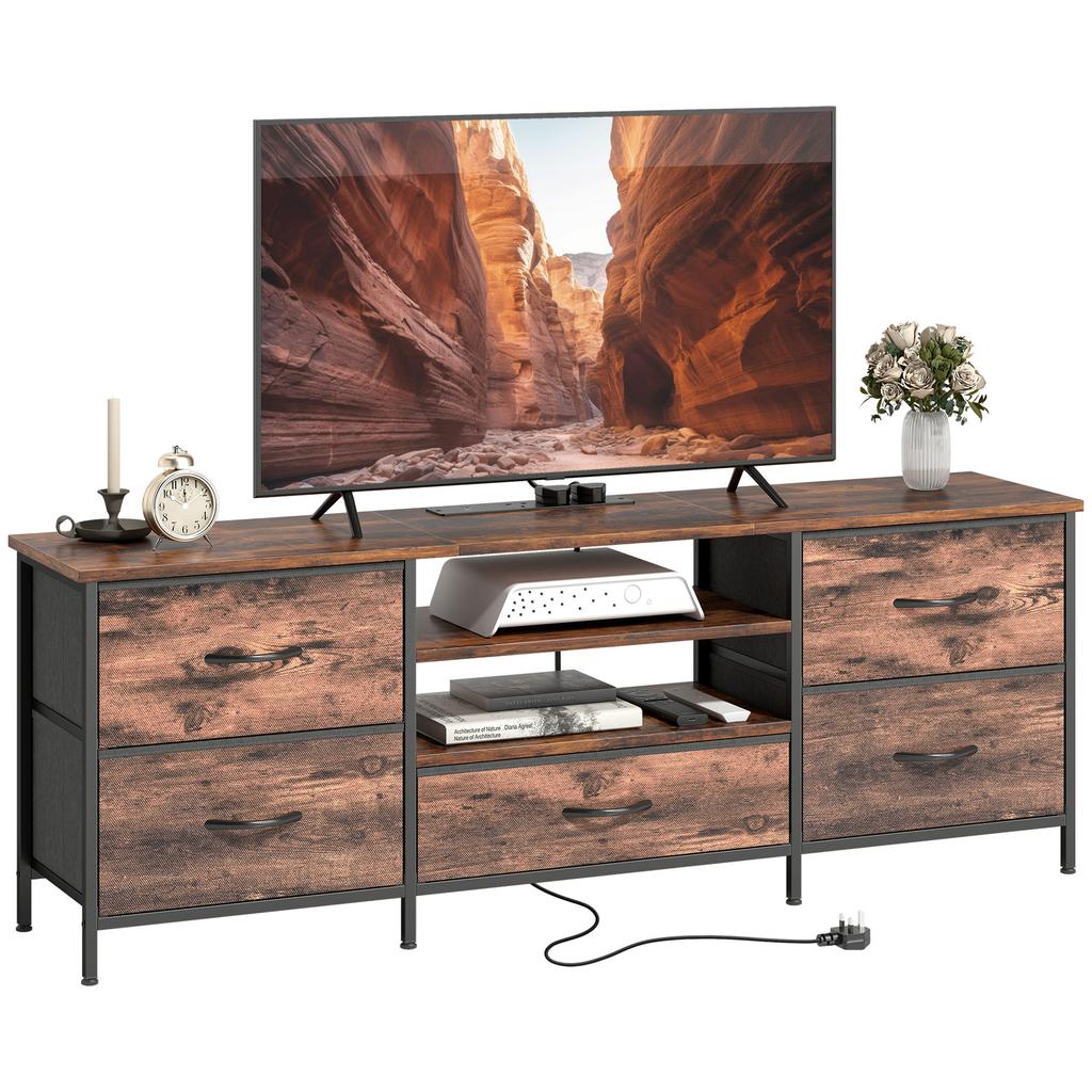 Multi-Storage Industrial TV Stand - Brown/Grey/Black