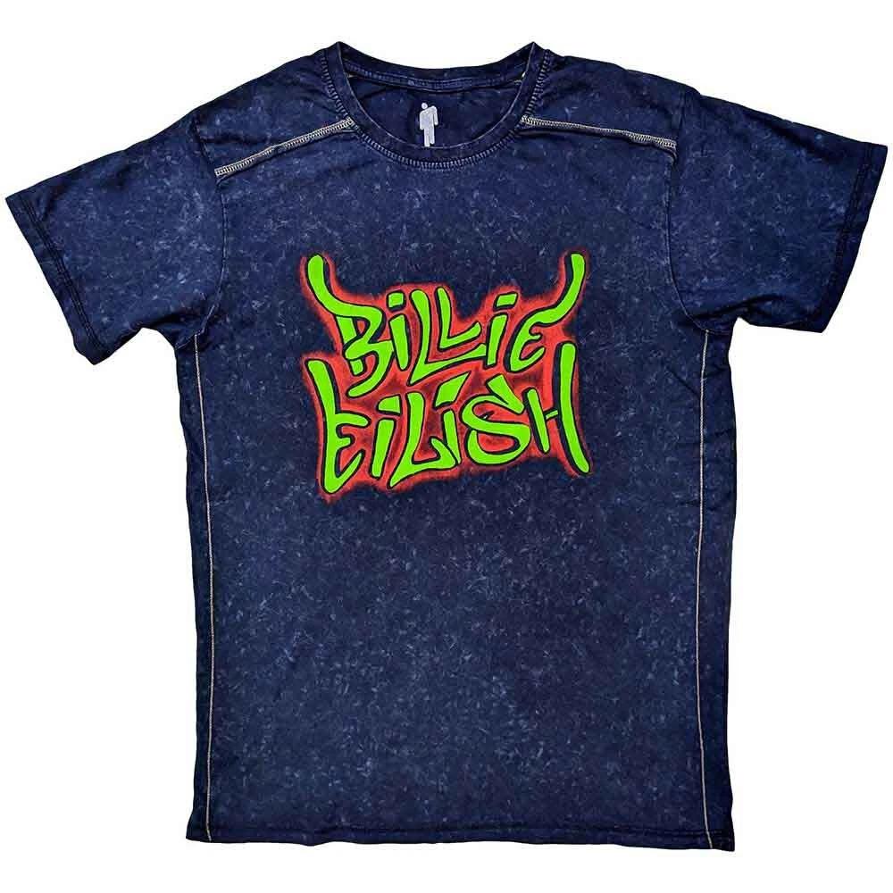 

Billie Eilish Graffiti Navy Blue Snow Wash T shirt - NEW OFFICIAL M