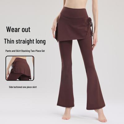 High-Waist Flared Yoga Pants with Hip Lift & Side Drawstring