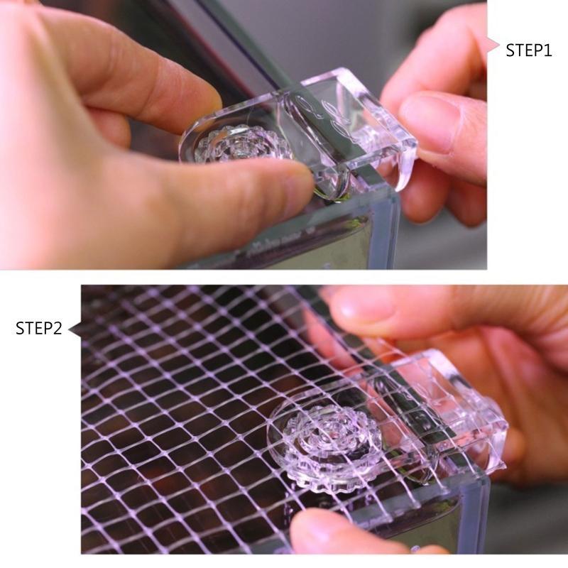 2Pcs Screen Net Holder Clear Acrylic Clips Aquarium Cover Anti-Jump Net Clip