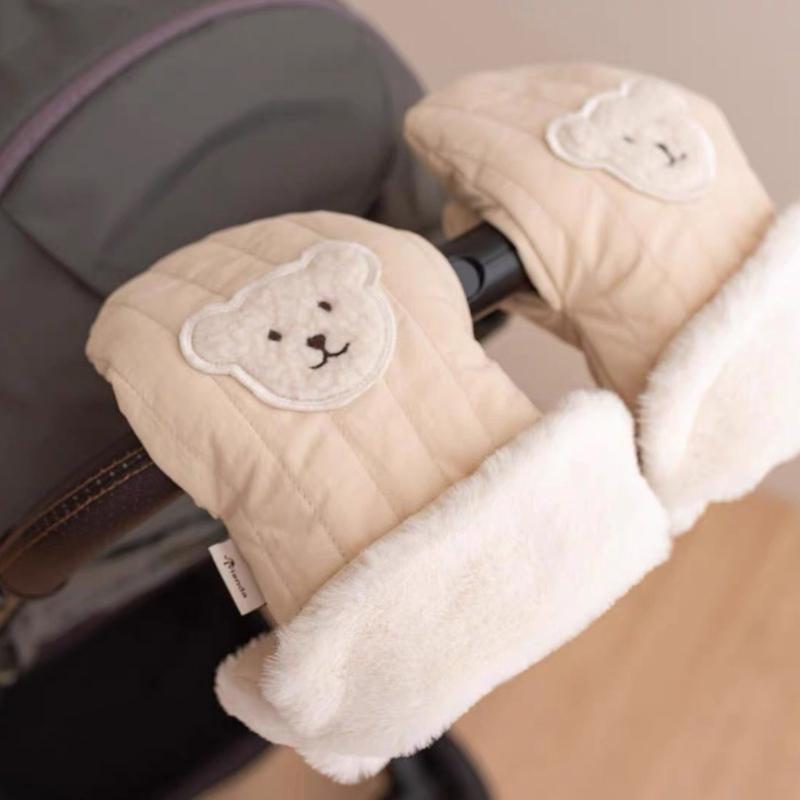 Windproof Children's Stroller Handmuffs Outdoor Sports Mittens Cute Bear Hand Warmers Scooter Gloves for Winter Season