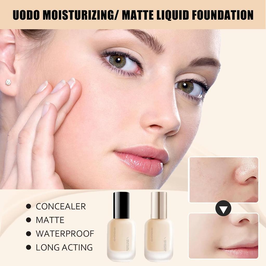 Uodo High Coverage Lasting Liquid Foundation, Longwear Makeup Base BB Cream