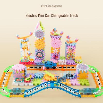Elektrische Zahnrad-Bausteine für Kinder DIY-Schienen-Spielzeug