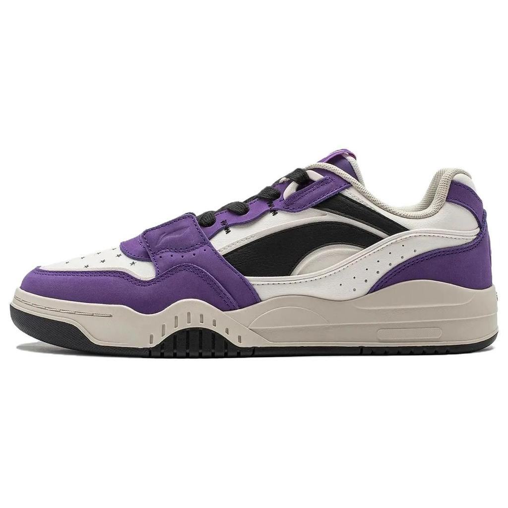 Li Ning Moon White Comfortable Versatile Shock Absorbing Breathable Low Top Sneakers Unisex Sneakers Purple AGCS427-13