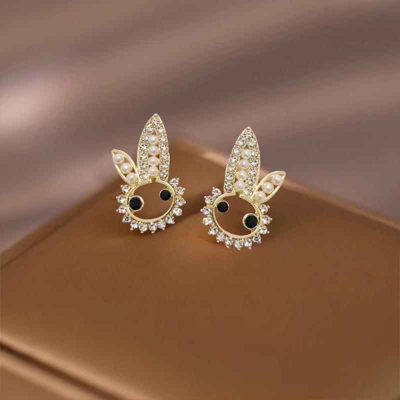 Asymmetrical Rabbit Pearl Stud Earrings - 2023 Trendy S925 Sterling Silver