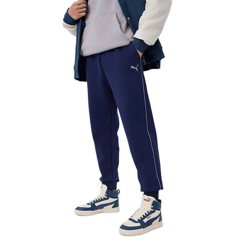 Puma Essential Sweatpants With Logo Embroidery Design Casual Breathable Drawstring Mid Waist Sports Long Pants Men Bottoms Navy-Blue 686083-06