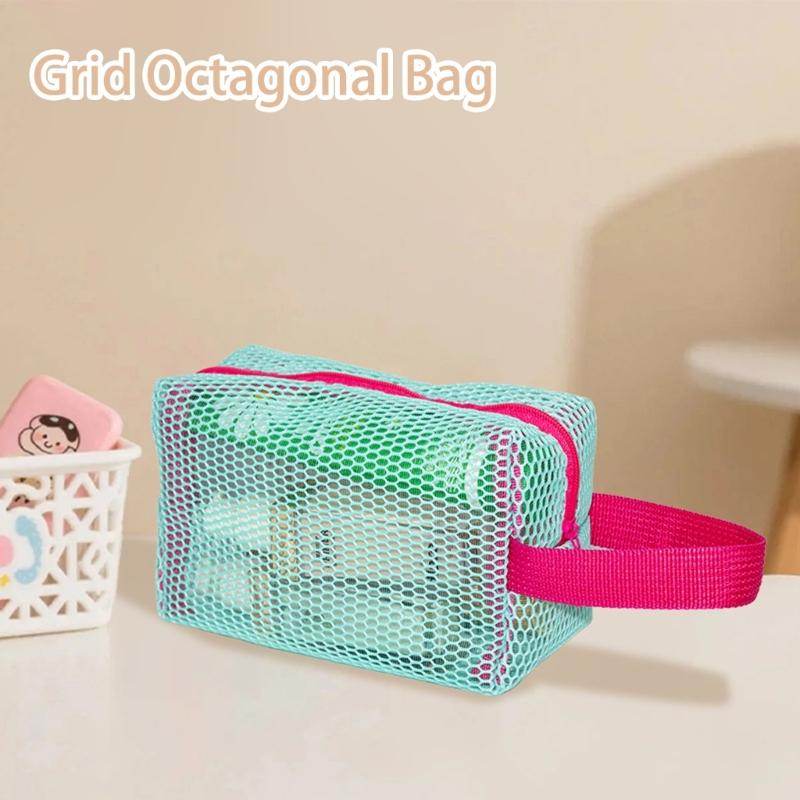 Functional Clear Meshes Cosmetic Pouch Makeup Organizers For Women Compact Size Fit Makeup Brushes And Personal Care Items