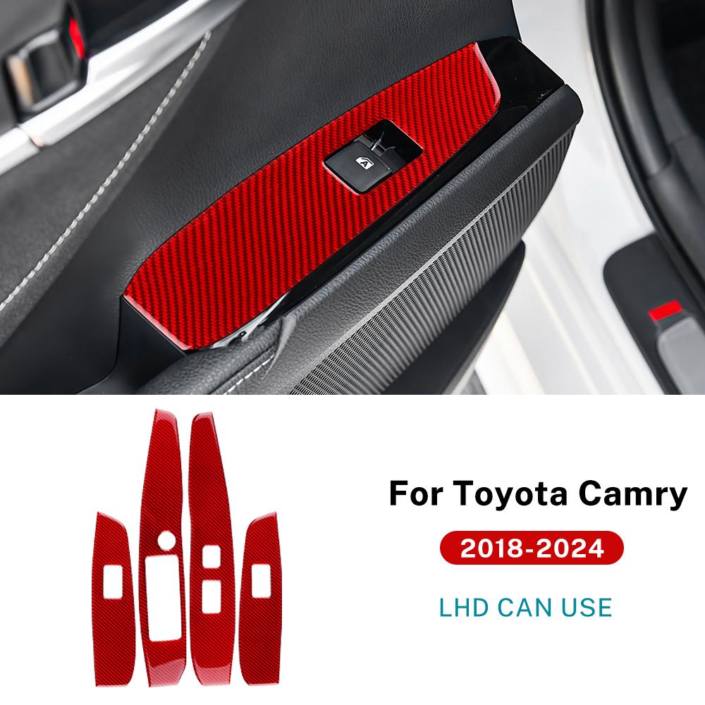 Riktigt Mjuk Kolfiberdekal För Toyota Camry 2018 2019 2020 2025 2025 2025 2025 2025 Vänsterstyrd Bil Dörr Fönster Knapp Tillbehör