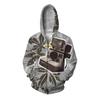 Fox Flower Leaf Hoodie For Men Vintage Statue Graphic Sweatshirts Casual Comfortable Hooded Loose Zipper Pullovers