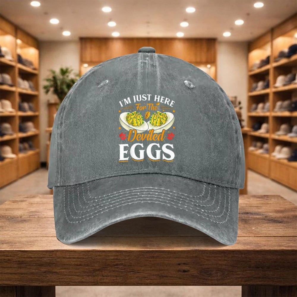 pc Baseball Cap a Casual Duckbill Hat IM Just Here for The New Versatile Hat for Eating Deviled Eggs Adjustable Sports Cap