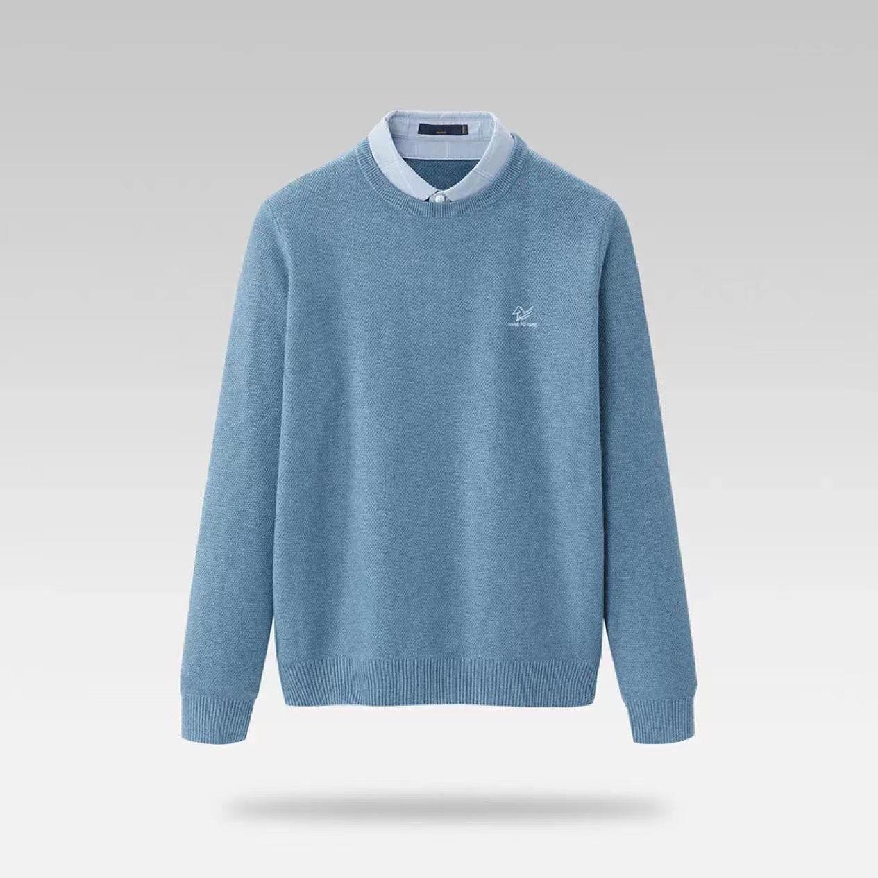 

Men s Autumn Double Collar Embroidered Long Sleeve Knit Sweater - Faux Two-Piece, Warm, Skin-Friendly, and Comfortable. Medium (170/88A)