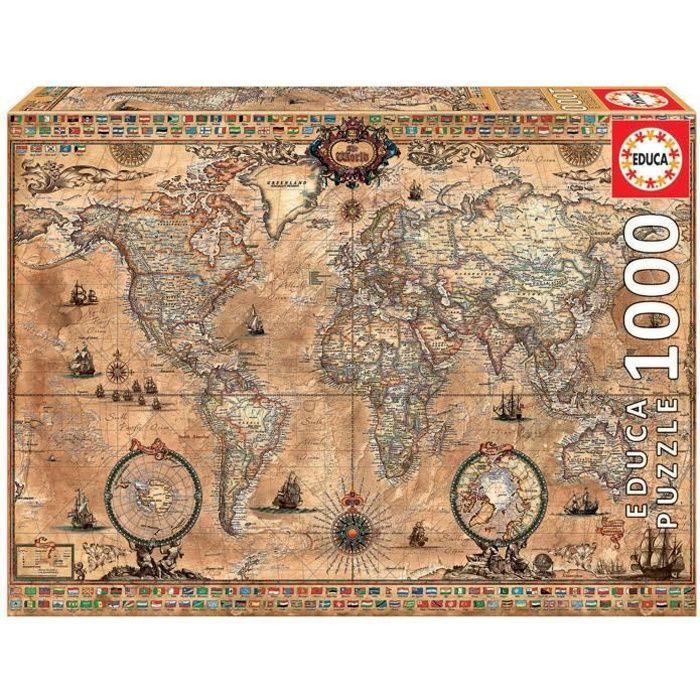 Puzzle - EDUCA - World Map - 1000 Pieces - Adult - Travel and Maps