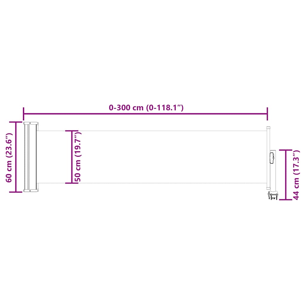 Retractable Side Awning 60*300 Cm Red