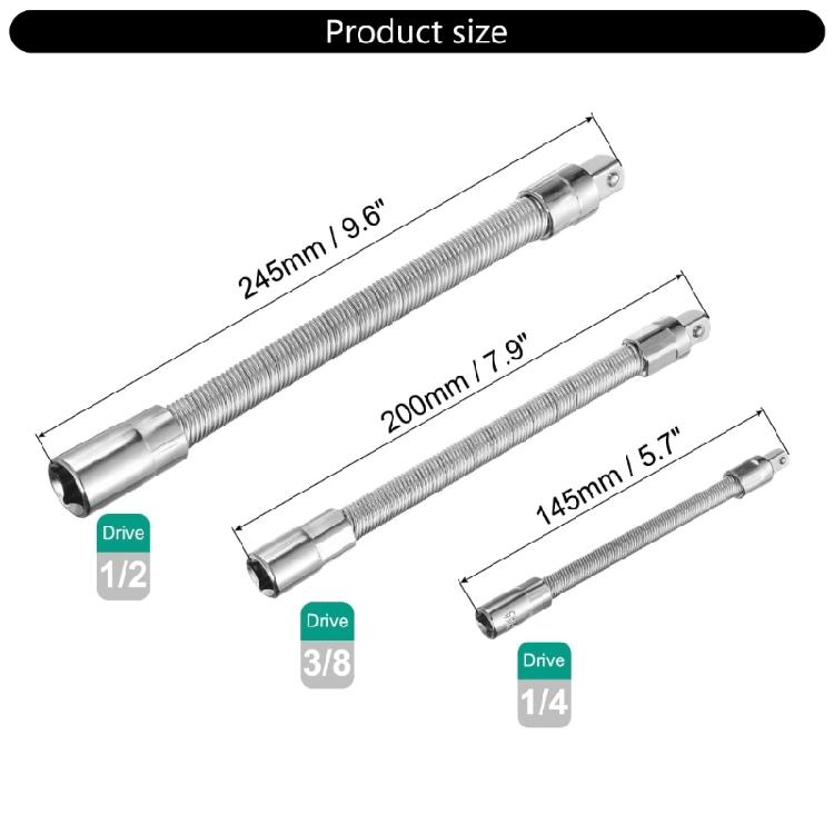 3Pcs High Torques  Wrench Sleeve Set with Bendable Extension Rod Furniture Assembly Wrench for Various Repair Job
