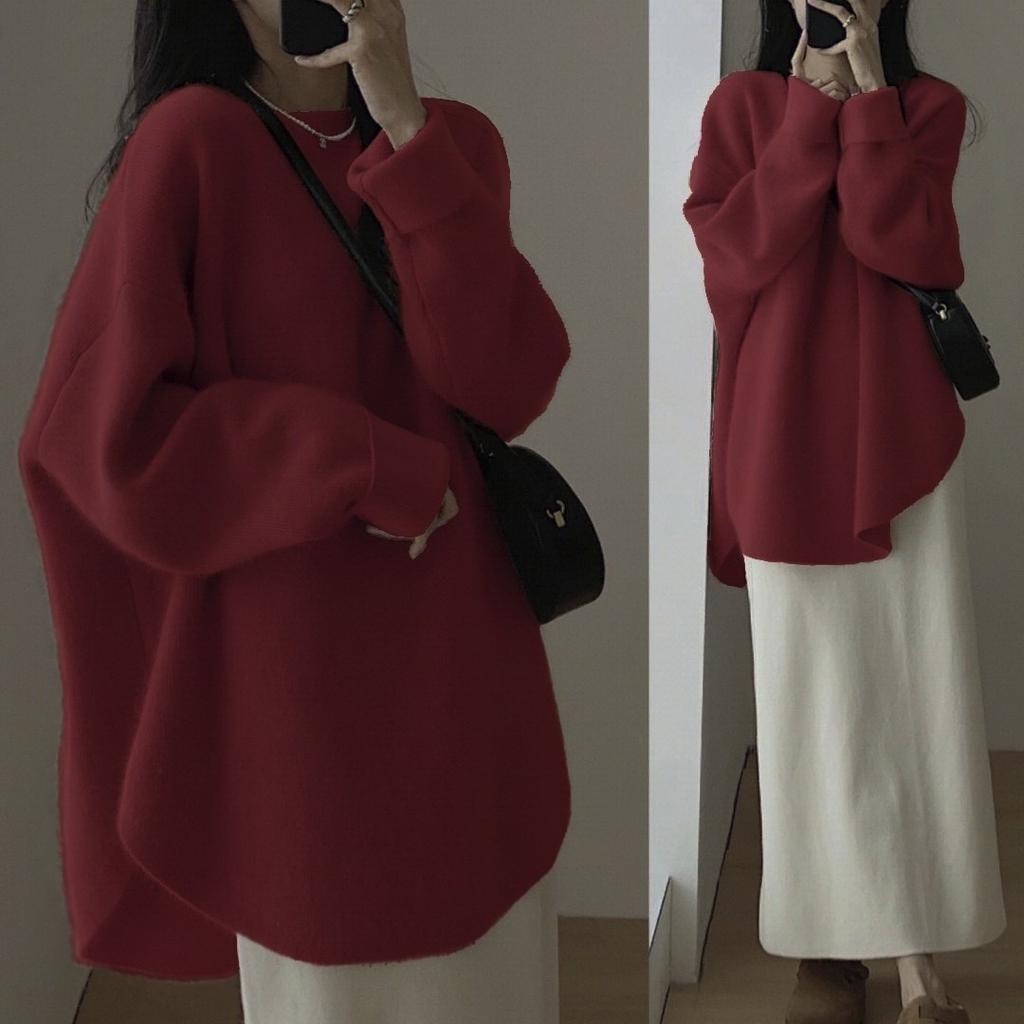 Long Sweater Women's O-Neck Knitted Pullover Women Warm Knit Tops Loose Casual Female Autumn Winter Clothes Women
