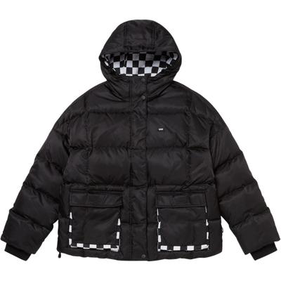 Vans Checkerboard Design Simple Warm Comfortable Hooded Long Sleeve Down Jacket Unisex Outerwear Black VN000FC6BLK