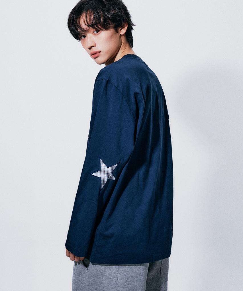 SOMEPLACE MAN Some Star Applique Point Oversized Long Sleeve T-Shirt _3 Colors
