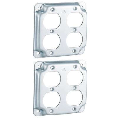 2Pieces Metal Electrical Outlet Covers 4x4Inch Zinc Alloy GFCI Box Plates for Indoor Wiring Safety and Aesthetic Designs