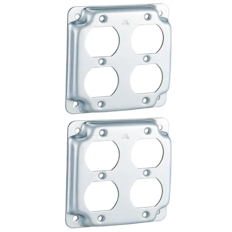 

2Pieces Metal Electrical Outlet Covers 4x4Inch Zinc Alloy GFCI Box Plates for Indoor Wiring Safety and Aesthetic Designs 1