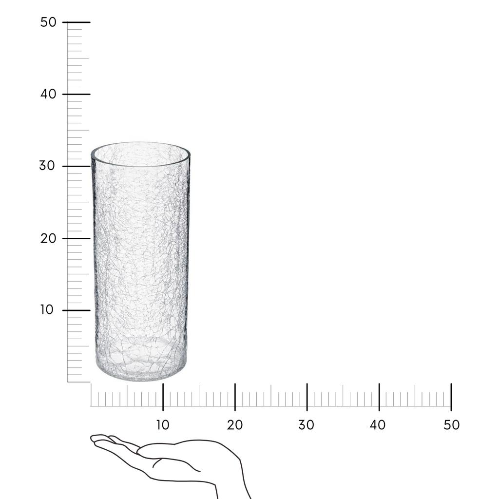 Glass Vase 30 Cm Craquele Transparent Durable