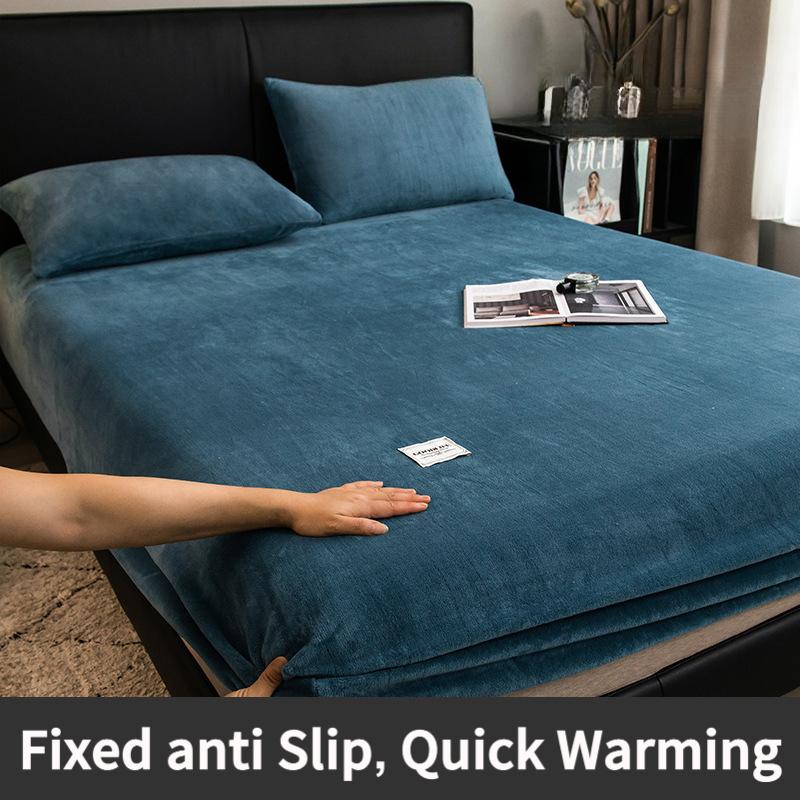 2025 Velvet Thermal Mattress Cover, Plush Fabric Sheets For Winter, Bed Cover, Bed Sheets Set For Single Double King Queen Bed 160x200