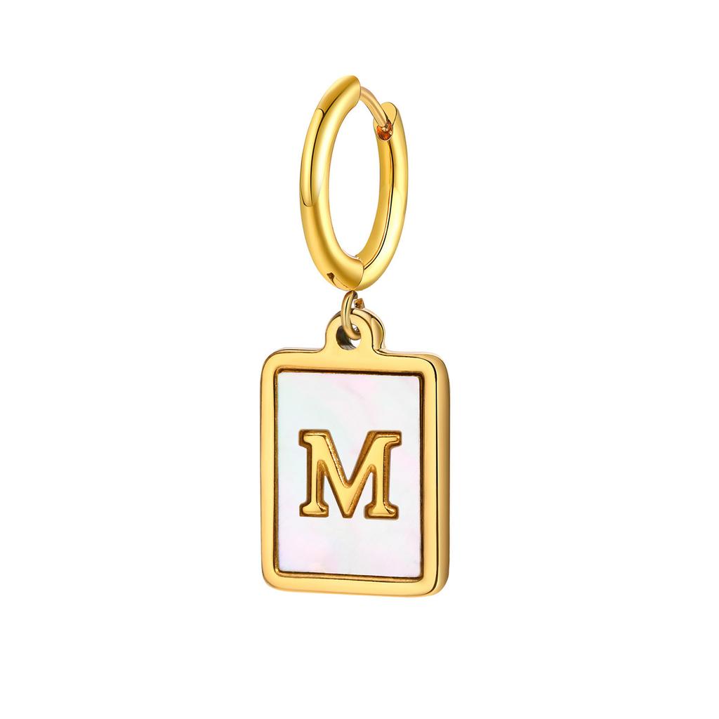 26 Letter Earrings Diy Stainless Steel Shell Letter C Earrings Gold Women'S Earrings, Jewelry Ed-637