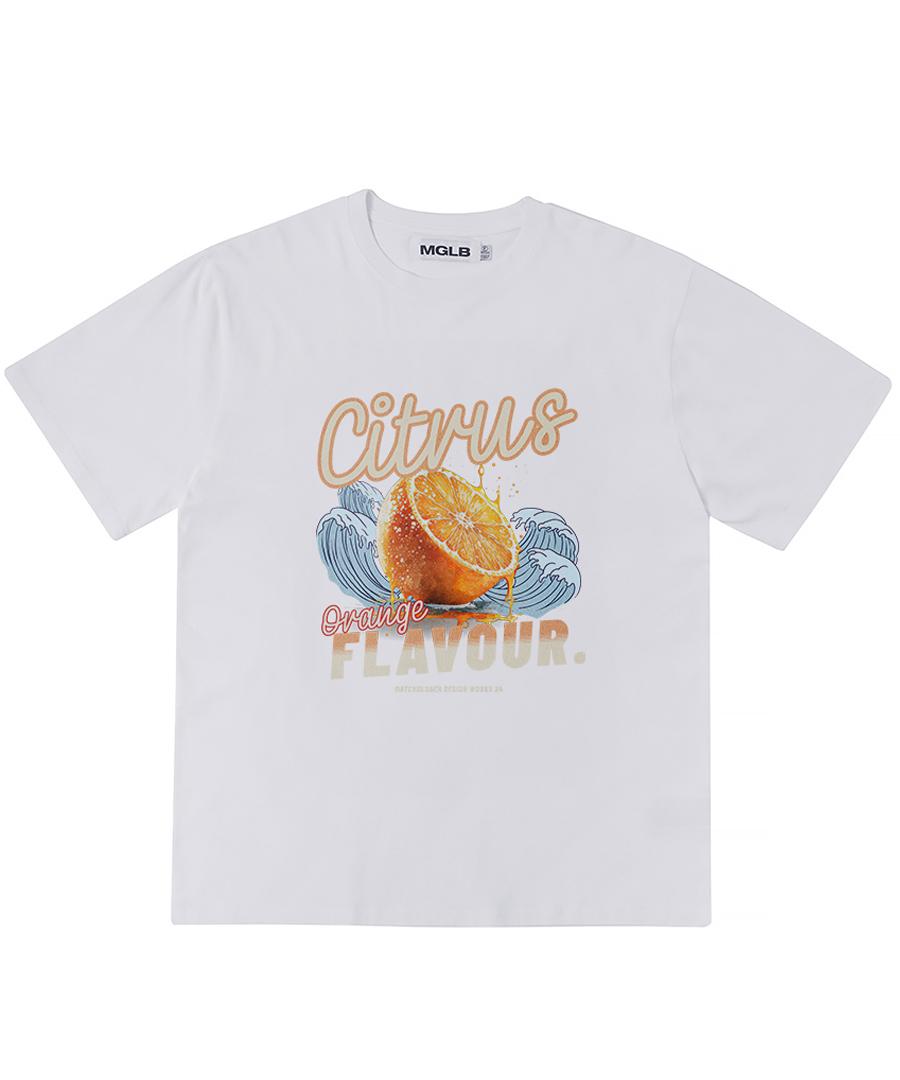 Match Glove Citrus Flavor Oversized Tee (White) Black/Free