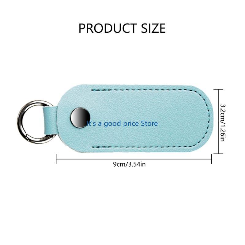USB Flash Drive Case Microfiber Leather Dust Protective Cover with Metal Closure Keychain Optional Color