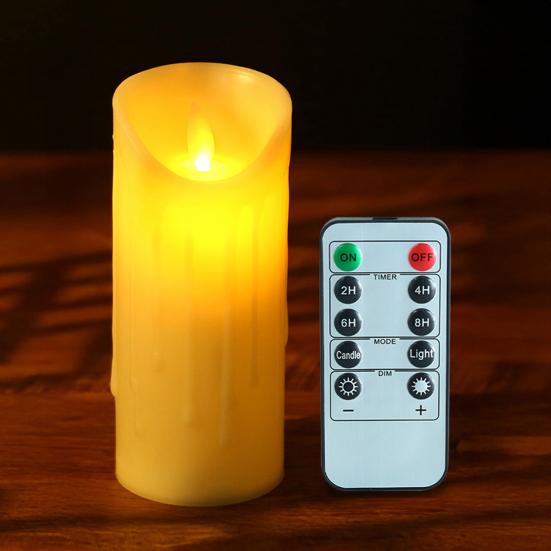 Waterproof Flameless Candles Battery Operated LED Candles with Remote Control Flickering Fake Pillar Candles for Wedding Halloween
