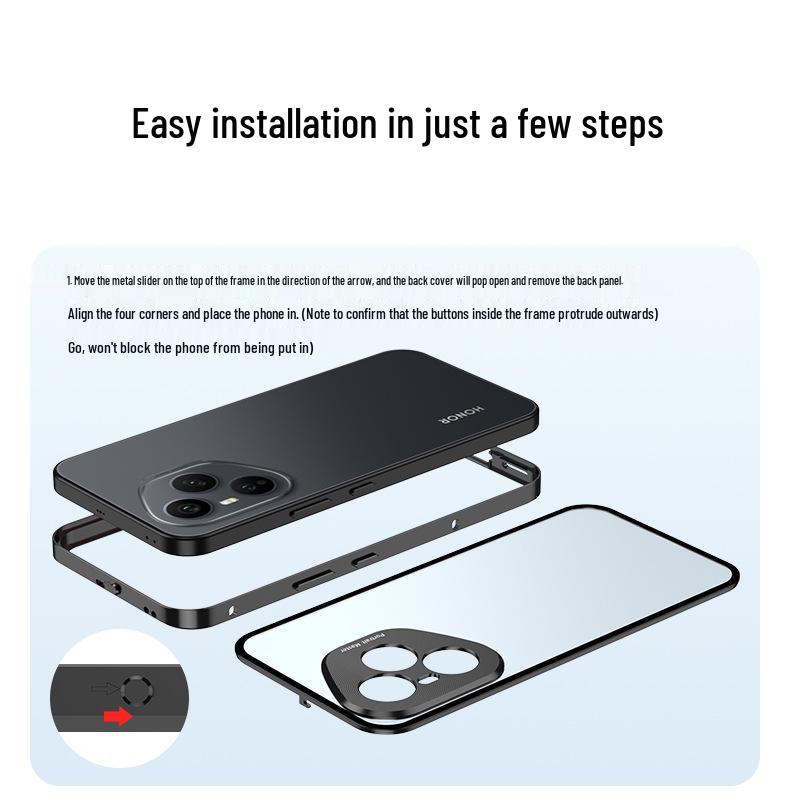 Honor 400/400pro Snap-Button Metal Frame Phone Case with Frosted Back
