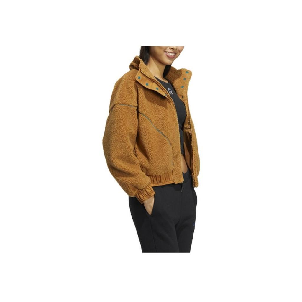 Adidas Neo Solid Color Lambswool Stand Collar Jacket Women Jacket Ginger-Yellow HZ2421