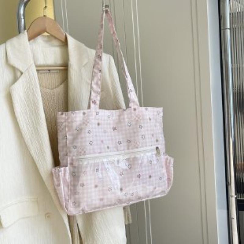 

Cute star polka dot academy style large capacity shoulder tote bag girl two-dimensional bar bag One size fits all рожевий