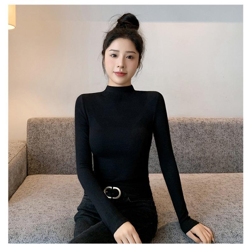 Women S Fleece Lined Half Turtleneck Slim Fit Thermal Base Layer Top