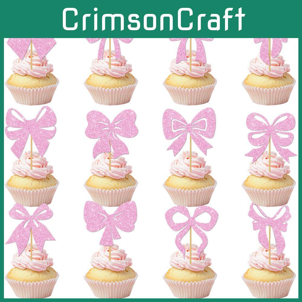 Bow Birthday Creative Sparkling Paper Flag Cake Decoration Plugin Party Props