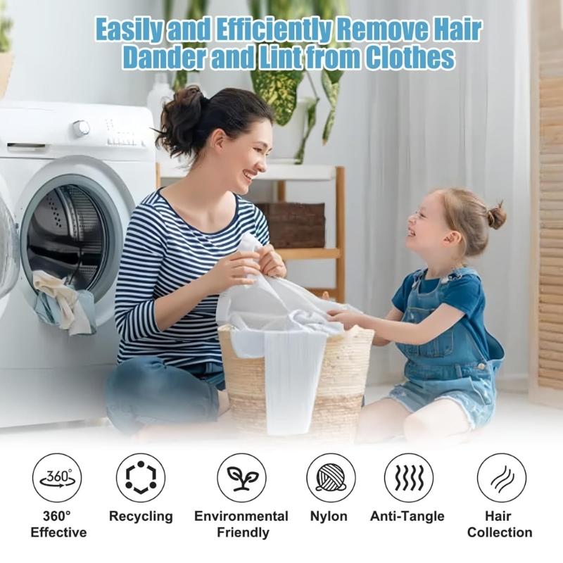12Pcs Washable Laundry Balls Efficiently Collect Pet Hair Furs Lint In Washing Machine Safe for Delicate Clothing Linens