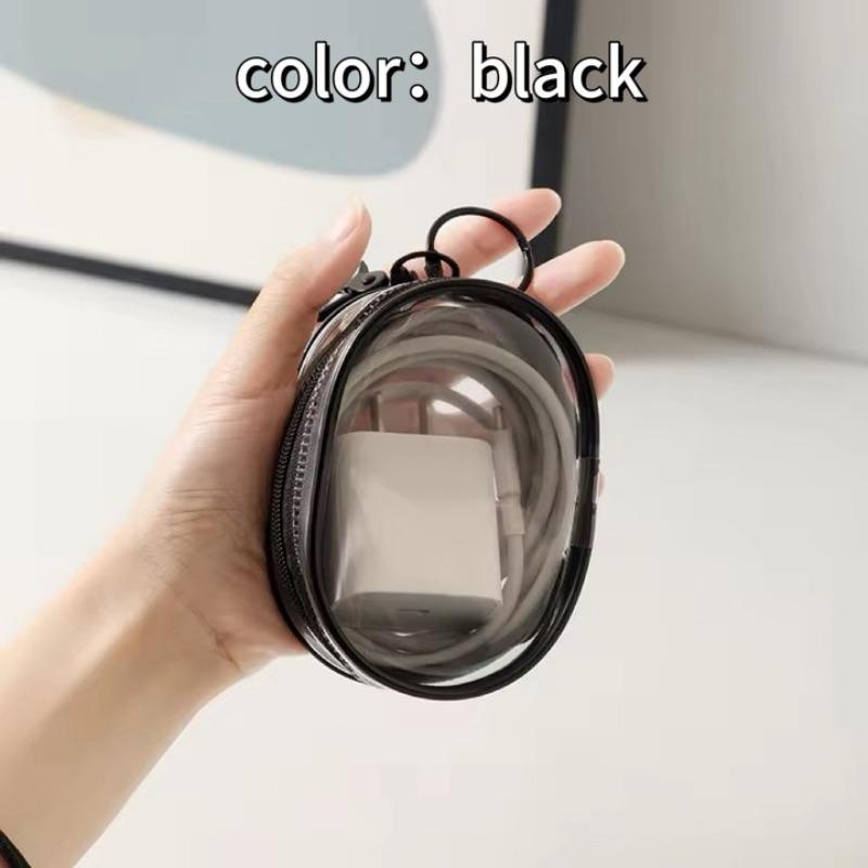 Portable Mini Clear Zipper Storage Bag Keychain Cartoon Doll Mystery Box Organizer for Earphones Chargers for Christmas