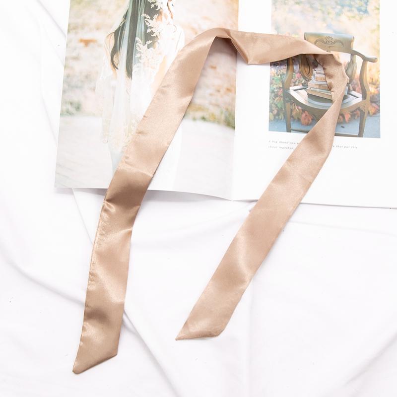 Neuer langer Taschenschal Damen Haarband Damen Accessoires Einfarbige schmale Schals Stirnband Satinband Krawatte Dekorative Taschenschals