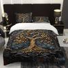 3pcs Luxury Golden Tree of Life Bedding Duvet Cover Set Bohemian Tree of Life Bedding Quilt Set Elegant Tree of Life Themed Bed