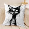 Whimsical Cat Art Cushion Cover Silky Short Plush Invisible Zipper Dustproof Sofa Pillow Case For Home Decor